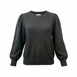 Zenana Black Textured Knit Sweater – Pleated Puff Sleeve, Cozy & Chic